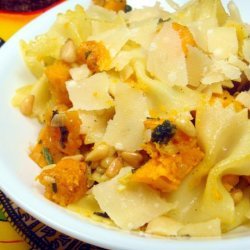 Pasta Pan-Fried With Butternut Squash, Fried Sage, and Pine Nuts