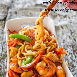 Udon Noodles With Spicy Shrimp