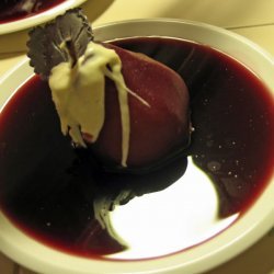 Red Wine Poached Pears With Mascarpone Filling
