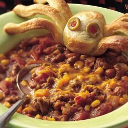 Cauldron of Chili With Spider Breads