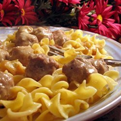 Easy and Yummy Meatballs over Buttered Noodles