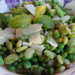 Pea and Bean Salad With Shaved Pecorino Cheese