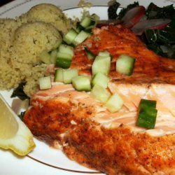 Salmon Fillets With Dill Couscous and Spicy Kale