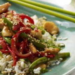 Devilish Sesame Chicken With Green Beans and Scallion Rice