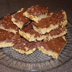 Peanut Butter Rice Krispy Treats With Chocolate Frosting