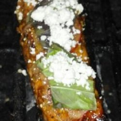 Marinated Grilled Salmon With Tomato, Basil, and Goat Cheese