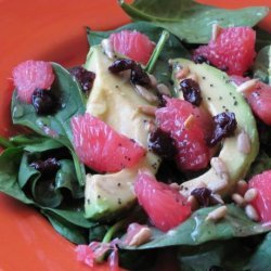 Red Grapefruit, Avocado and Pomegranate Spinach Salad