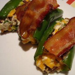 Stuffed Jalapenos Topped With Bacon