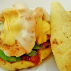 Curry Naan Open Faced Grilled Shrimp Sandwich