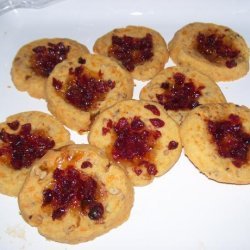 Cheddar Pecan Thumbprints With Jalapeno Jelly and Cranberries