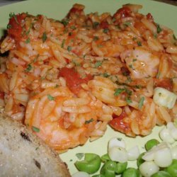 Shrimp and Orzo With Cherry Tomatoes and Parmesan Cheese