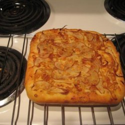 Focaccia With Caramelized Onions, Pear and Blue Cheese