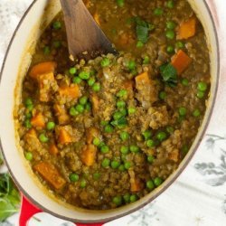 Curried Sweet Potatoes and Green Peas