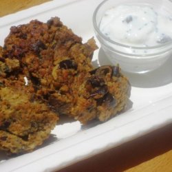 Spicy Eggplant Fritters With Yogurt Dip