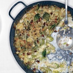 Cauliflower and Brussels Sprouts Gratin With Pine Nut-Breadcrumb