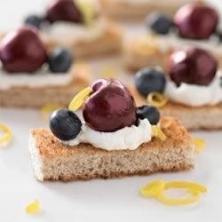 Cherry and Blueberry Whole Grain Cheesecake Bites