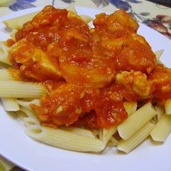 Penne with Chili, Chicken, and Prawns
