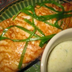 Baked Salmon With Green Onion Garnish