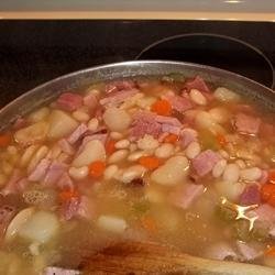 Lima and Navy Bean and Ham Soup