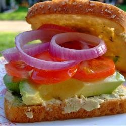 Veggie and Cilantro Hummus Sandwiches