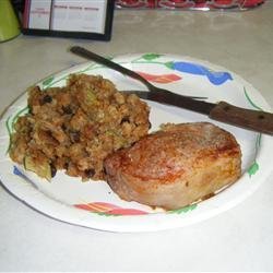 Baked Pork Chops with Apple Raisin Stuffing