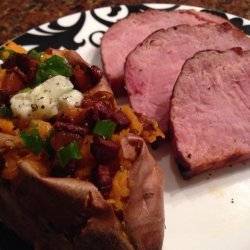 Baked Ham With Sweet and Baked Potatoes