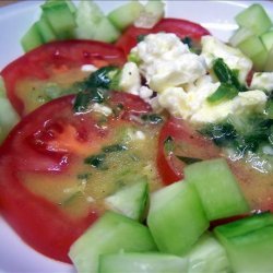 Tomato and Cucumber Salad With Feta and Honey Mustard Dressing