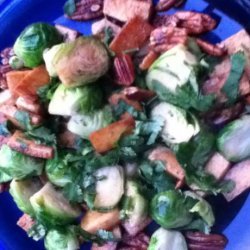 Caramelized Tofu and Brussel Sprouts With Cilantro and Nuts