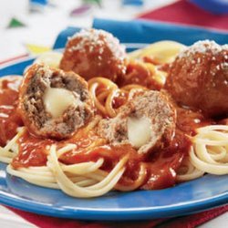Spaghetti With Stuffed Meatballs