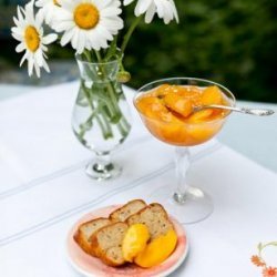 Apricot Bread With Walnuts and Peaches in Vanilla Sauce