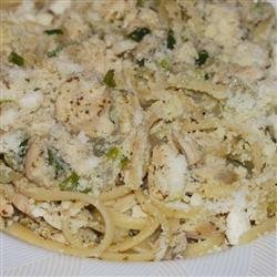 Chicken and Onions Over Linguini