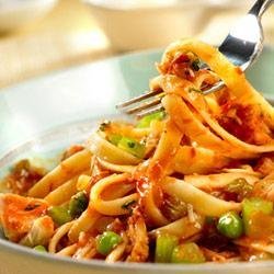 Spicy Tuna and Tomato Sauce with Fettuccine