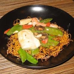 Chinese Noodle Pancakes with Asparagus