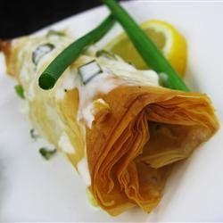 Phyllo-Wrapped Halibut Fillets with Lemon Scallion Sauce
