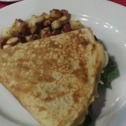 Spinach Crepes With Ham and Mushroom