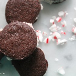 Chocolate and Candy Cane Sandwich Cookies