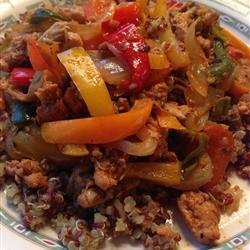 Chicken Chorizo on Quinoa with Peppers