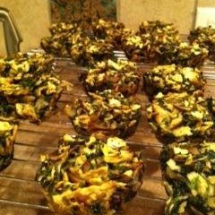 Mushroom-Spinach Matzoh Kugel in Muffin Pans