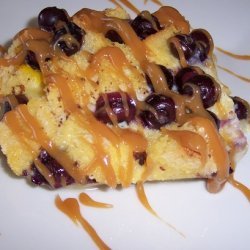 Blueberry Bread Pudding With Caramel Sauce