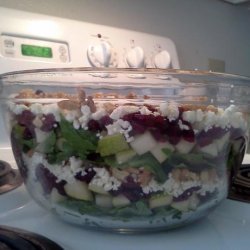 Layered Pear, Feta, Cranberry, Salad With a Balsamic Dressing