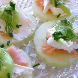 Fresh Cucumber Slices With Smoked Salmon and Wasabi Cream