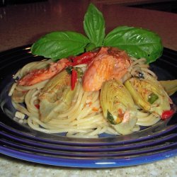 Grilled Salmon and Spaghetti