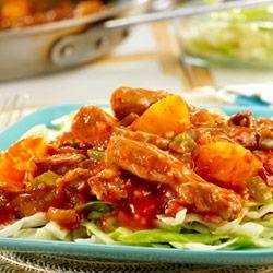 Pineapple-Picante Stir-Fried Pork and Cabbage