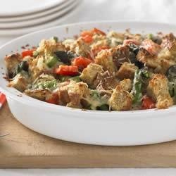 Whole Grain Asparagus and Red Pepper Strata