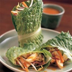 Chicken Lettuce Wraps With Peanut-Miso Sauce