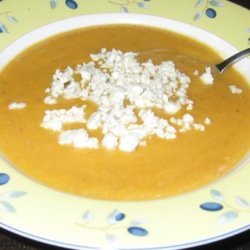 Roasted Pear-Butternut Soup With Crumbled Blue Cheese