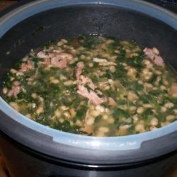 Pressure Cooker Ham and Beans With Spinach