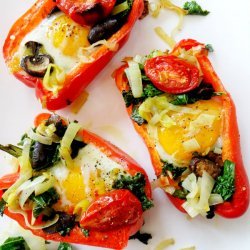Baked Eggs With Peppers and Mushrooms
