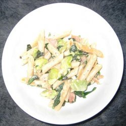 Penne Rigate With Prosciutto, and Snow Peas in a Truffled Cream