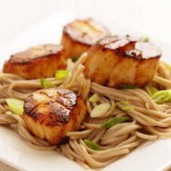 Miso-Glazed Scallops With Soba Noodles